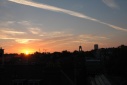 Zonsopgang vanuit hotelraam nabij Marleybone station