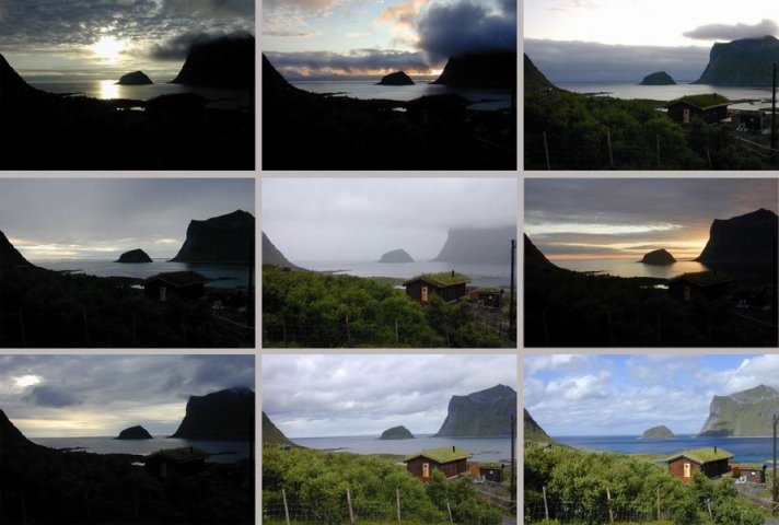 Zicht vanuit huisje in Utakleiv (reeks)